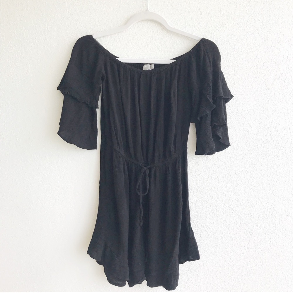 ASOS Black Off Shoulder Shorts Romper